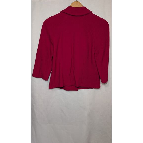 St. John Collection Red Santana Knit Blazer Jacket 4 Gold Statement Buttons USA - Picture 3 of 8